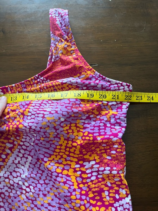 Catalina Women's Swimsuit Pink and Orange Geometric Pattern Beach, Tropic, 3X - Picture 4 of 6